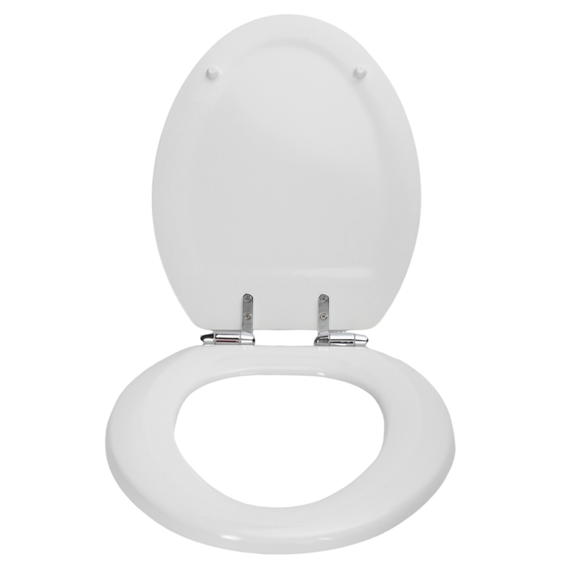 Design House Dalton Elongated Oval Wood Toilet Seat in White for Bathroom