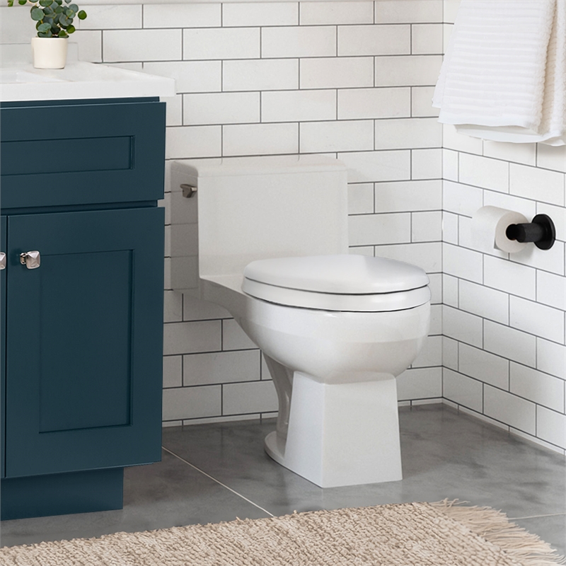 Design House Dalton Elongated Oval Wood Toilet Seat in White for Bathroom