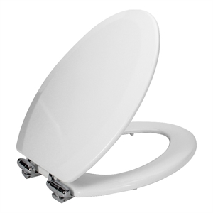 Design House Dalton Elongated Oval Wood Toilet Seat in White for Bathroom
