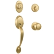 Design House Coventry Brass Door Handle set with Lever & Deadbolt in Satin Gold