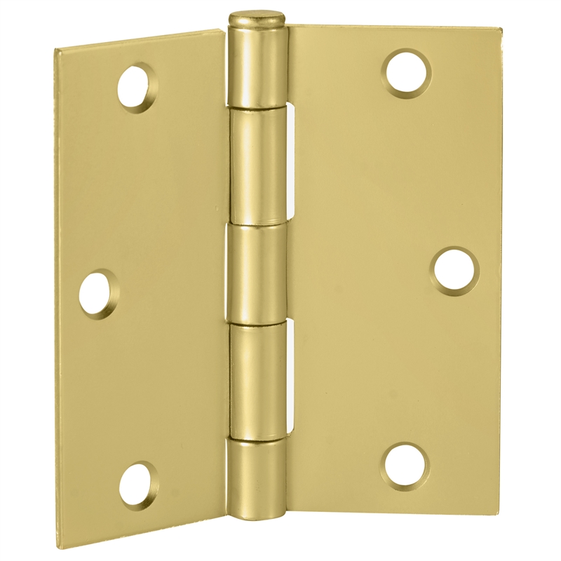 Design House Stainless Steel Door Hinge in Satin Brass 3.5-in. Square Corner