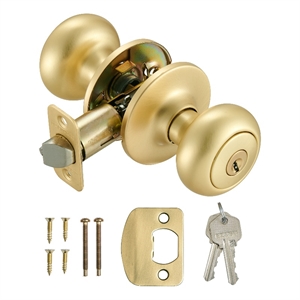 Design House Cambridge Keyed Entry Brass Door Knob in Satin Gold