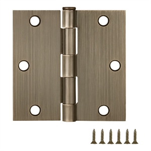 Design House Steel Door Hinge in Antique Brass 3.5-in. Square Corner  6-Pack