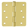 Design House Steel Door Hinge 4-Inch1/4-Inch Radius 3-Pack-Satin Brass