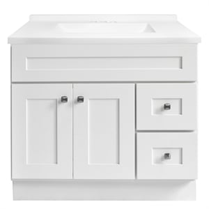 Brookings 37&quot Wood Vanity Sherwin Williams in White w/ Modern Sink Assembled