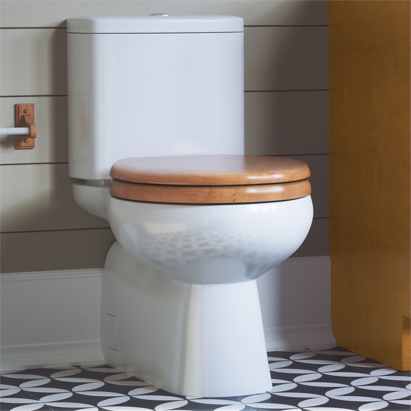 Design House Dalton Wood Round Soft Close Toilet Seat in Oak