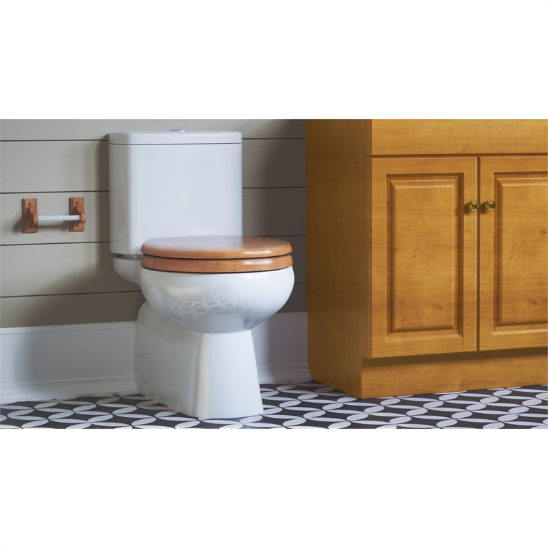 Design House Dalton Wood Round Soft Close Toilet Seat in Oak
