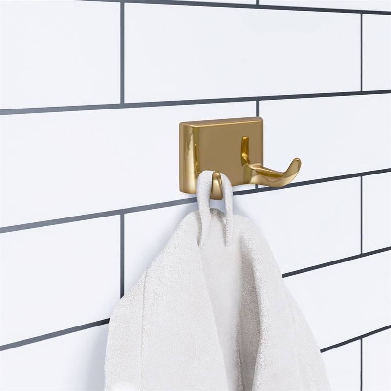 Design House Millbridge Double Robe Hook in Polished Brass
