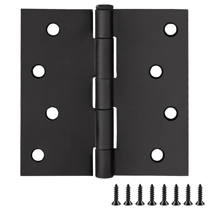 Design House Steel Door Hinge in Matte Black 4Inch Square Corner 3-Pack