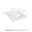 Cultured Marble Single Bowl Vanity Top Solid Ivory Swirl 25 in.