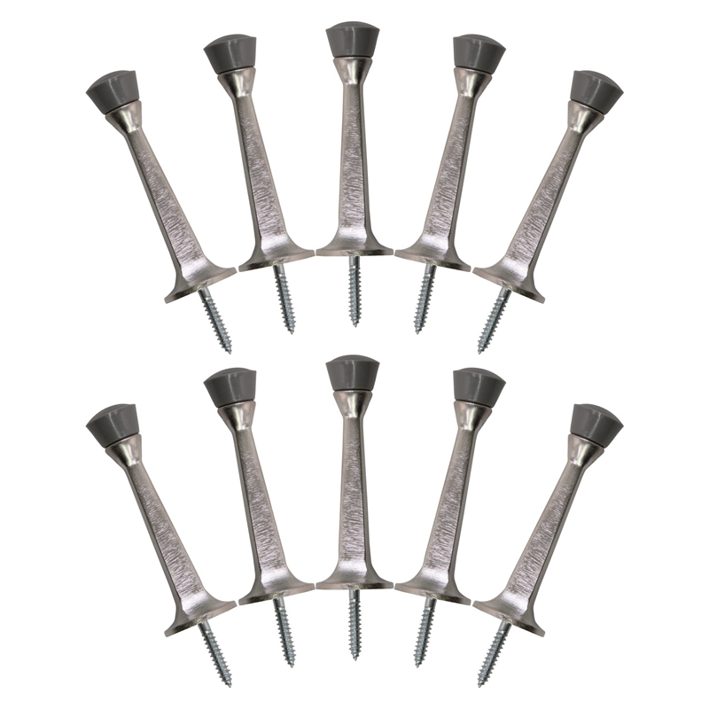 Design House Solid Rigid Steel Cast Door Stop in Satin Nickel 10 Pack