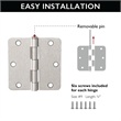 Design House Steel Door Hinge in Satin Nickel 31/2Inch 1/4inch Radius 3-Pack
