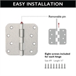 Design House Steel Door Hinge in Satin Nickel 4Inch 5/8inch Radius Corner 6-Pack