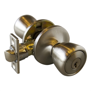 Design House Terrace Keyed Brass Entry Doorknob in Satin Nickel