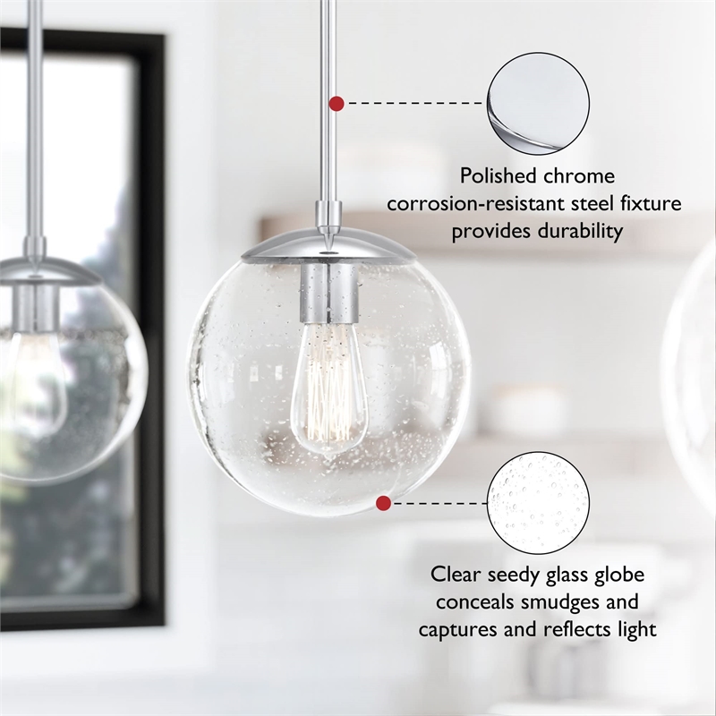 Design House Gracelyn Steel Pendant Light in Polished Chrome