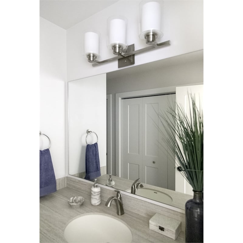 Design House Oslo Steel Vanity Light in Brushed Nickel 3-Light