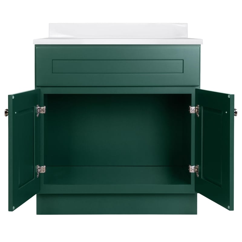 Brookings Bath Vanity Assembled 31x22 - Hunt Club Base and Solid White Top