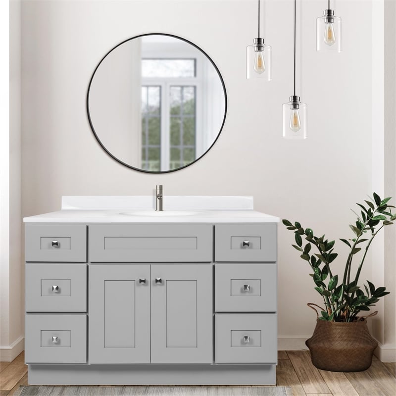Brookings Bath Vanity Assembled 49x22 - Gray Base and Single Hole Top
