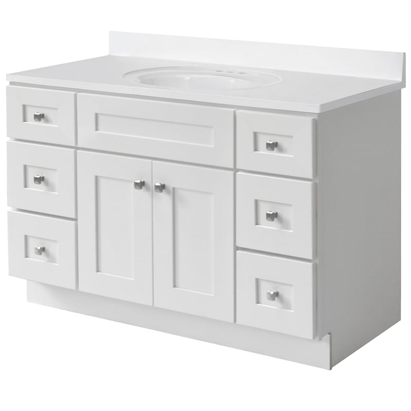 Brookings Bath Vanity Assembled 49x22 - White Base and Solid White Top