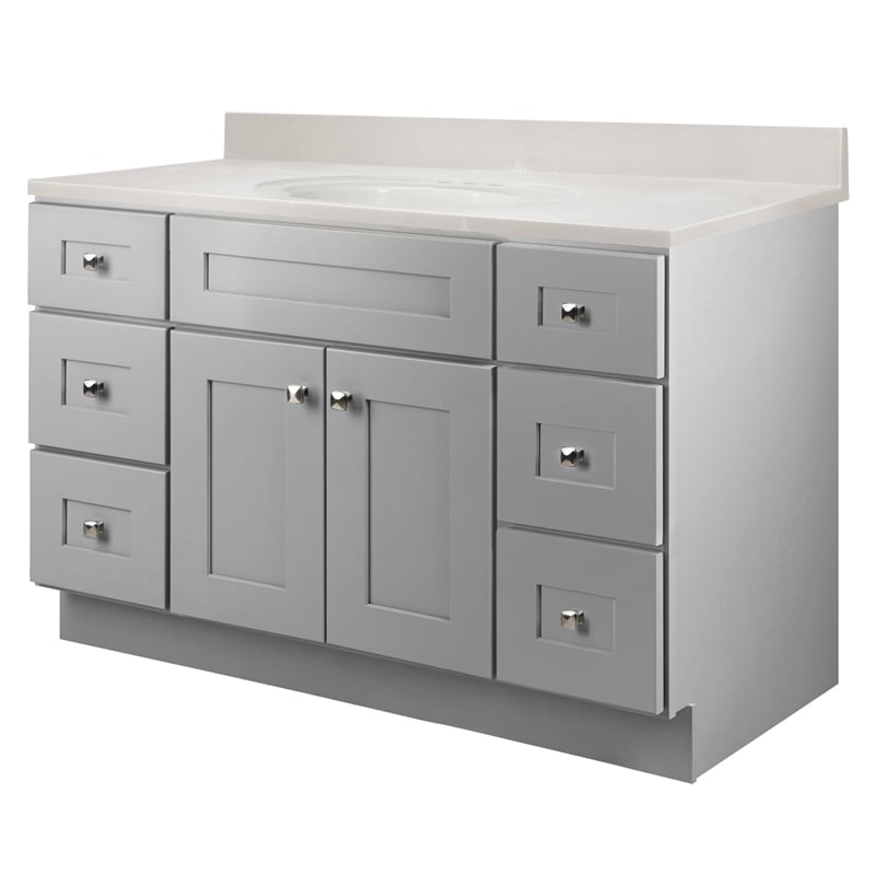 Brookings Bath Vanity Assembled 49x22 - Gray Base and Ivory Swirl Top