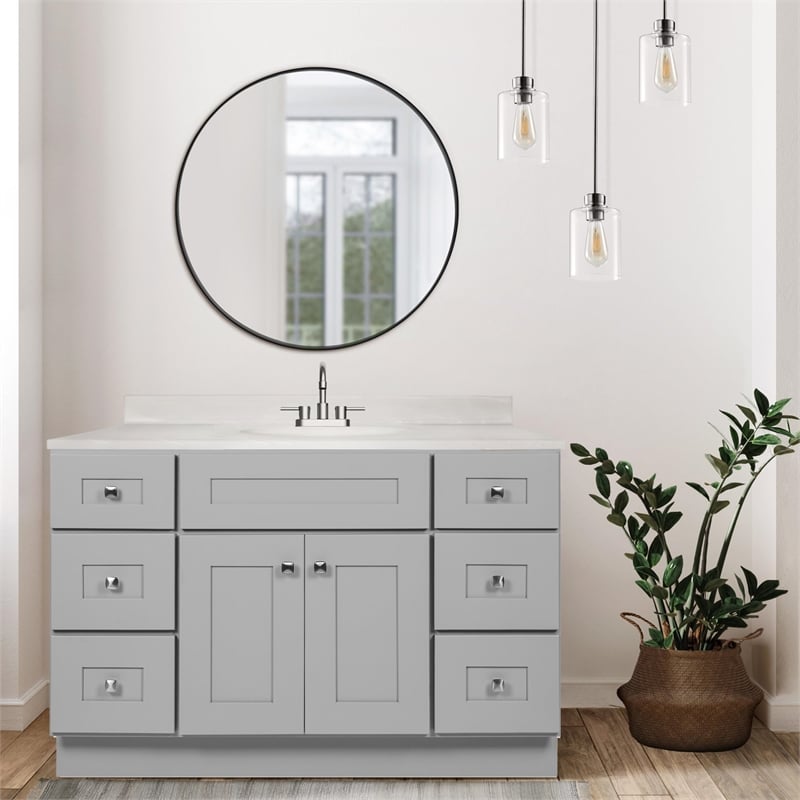 Brookings Bath Vanity Assembled 49x22 - Gray Base and Ivory Swirl Top