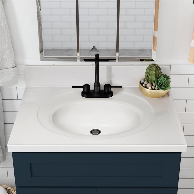 Brookings Bath Vanity Assembled 31x22 - Dark Night Base and Solid White Top