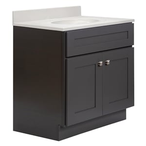 Brookings Bath Vanity Assembled 31x22 - Urbane Bronze Base and Ivory Swirl Top
