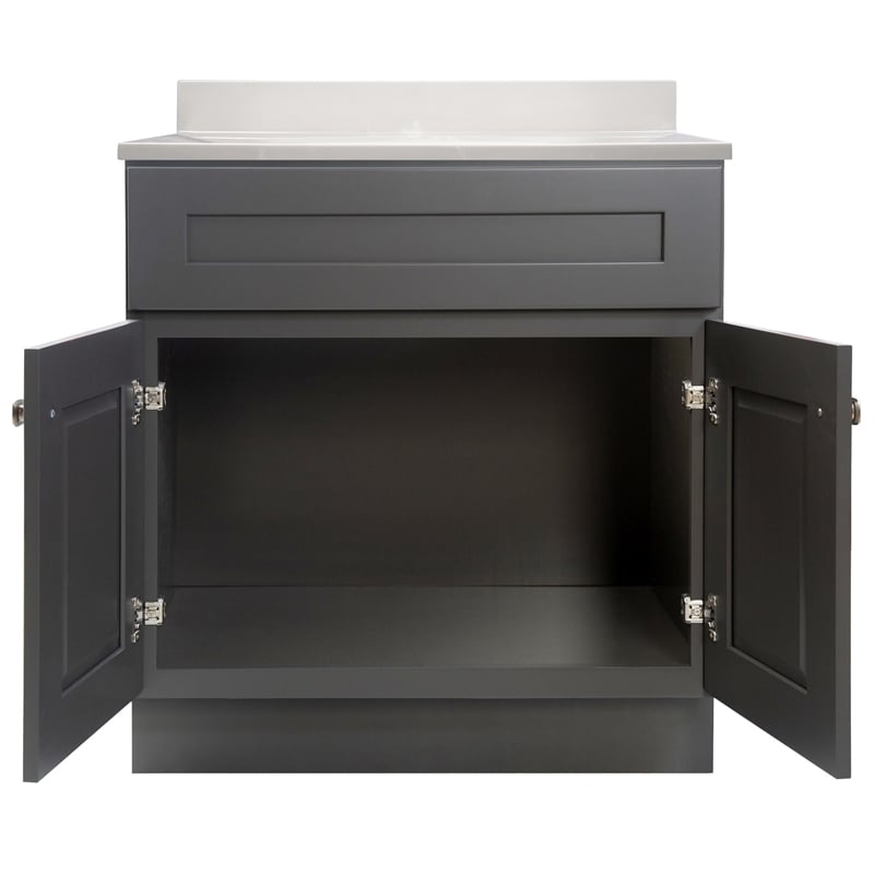Brookings Bath Vanity Assembled 31x22 - Urbane Bronze Base and Ivory Swirl Top