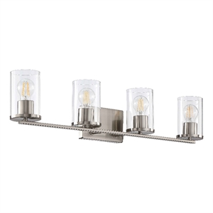 Design House Romi 32&quot 4-Light Vanity Light in Satin Nickel and Clear Glass