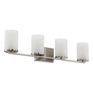 Design House Romi 32&quot 4-Light Vanity Light in Satin Nickel and Frost Glass
