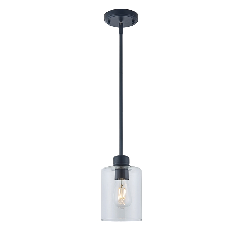Design House Haddie Dimmable Mini Pendant in Matte Black and Clear Glass