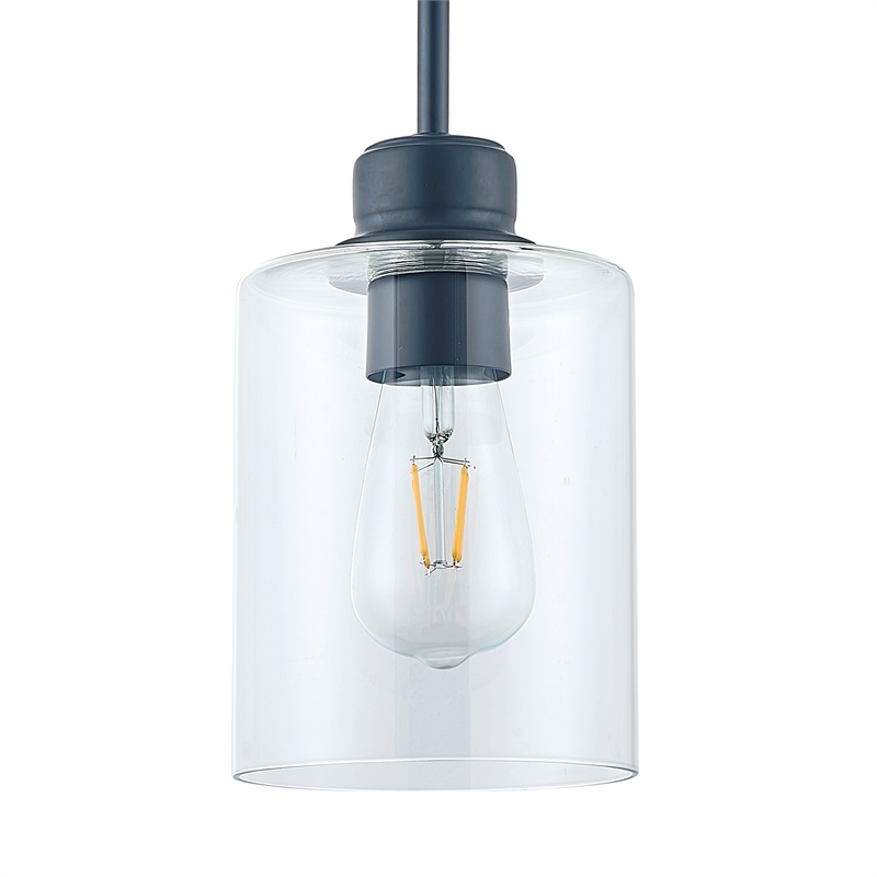 Design House Haddie Dimmable Mini Pendant in Matte Black and Clear Glass
