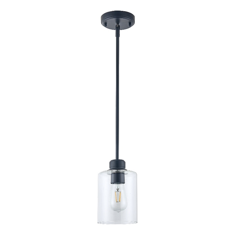 Design House Haddie Dimmable Mini Pendant in Matte Black and Clear Glass