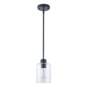 Design House Haddie Dimmable Mini Pendant in Matte Black and Clear Glass
