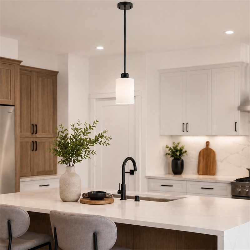 Design House Haddie Mini Pendant in Matte Black and Frosted Glass