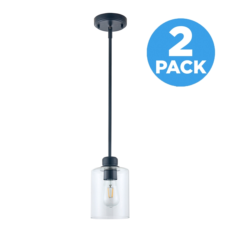 Design House Haddie 2-Pack Mini Pendants in Matte Black and Clear Glass