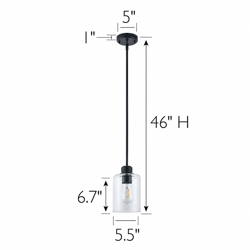 Design House Haddie 2-Pack Mini Pendants in Matte Black and Clear Glass