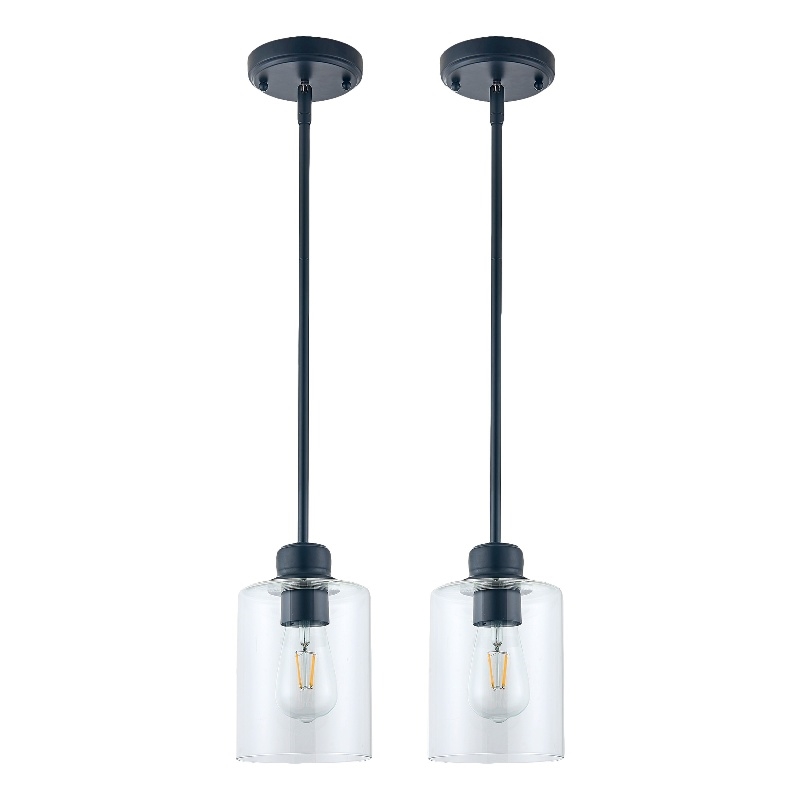 Design House Haddie 2-Pack Mini Pendants in Matte Black and Clear Glass
