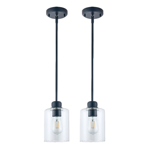 Design House Haddie 2-Pack Mini Pendants in Matte Black and Clear Glass