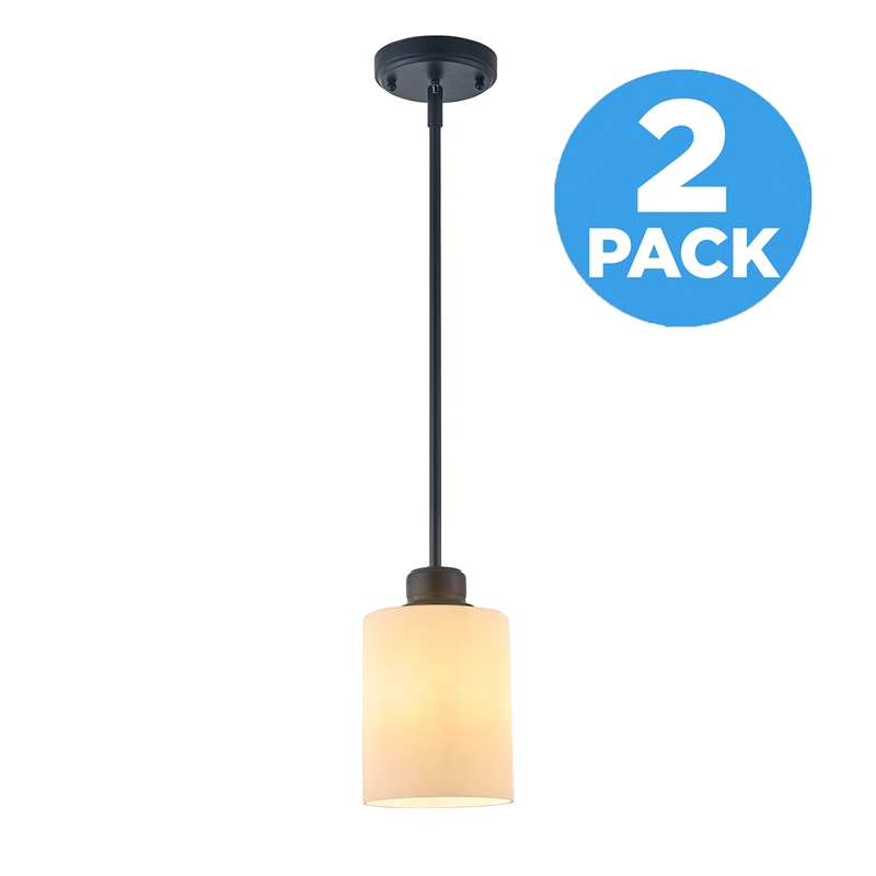 Design House Haddie 2-Pack Mini Pendants in Matte Black and Frosted Glass