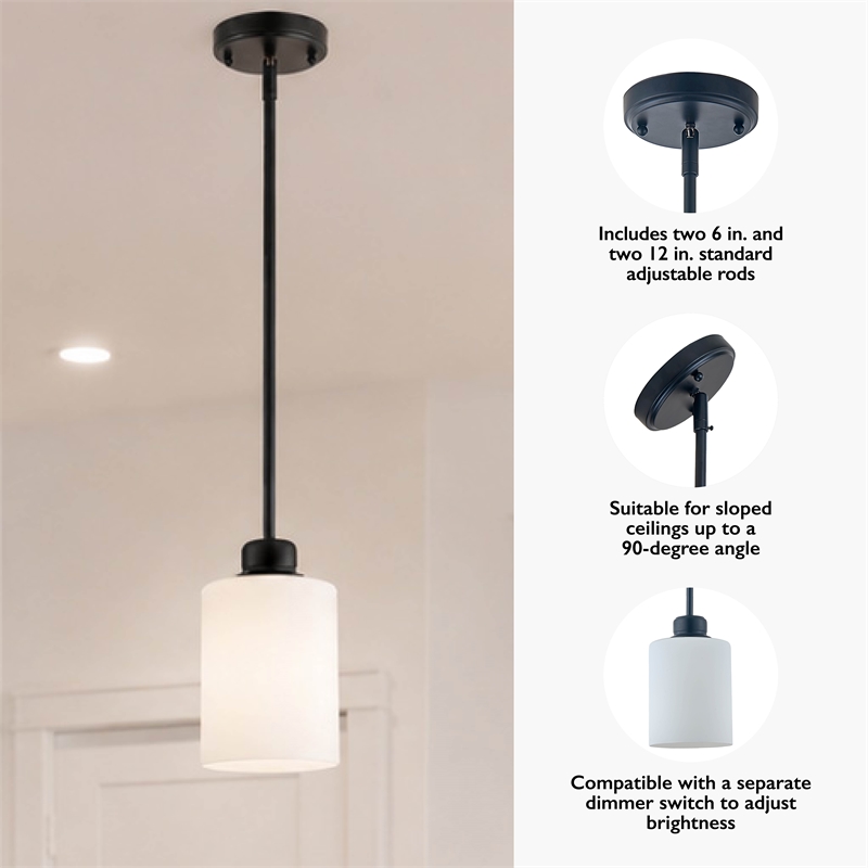 Design House Haddie 2-Pack Mini Pendants in Matte Black and Frosted Glass