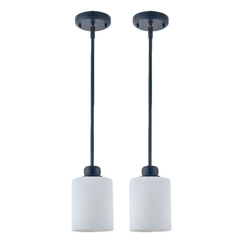 Design House Haddie 2-Pack Mini Pendants in Matte Black and Frosted Glass