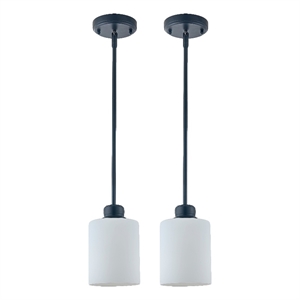 Design House Haddie 2-Pack Mini Pendants in Matte Black and Frosted Glass