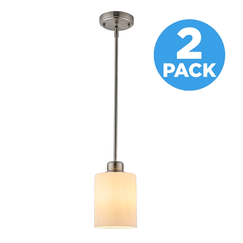 Design House Haddie 2-Pack Mini Pendants in Satin Nickel and Frosted Glass