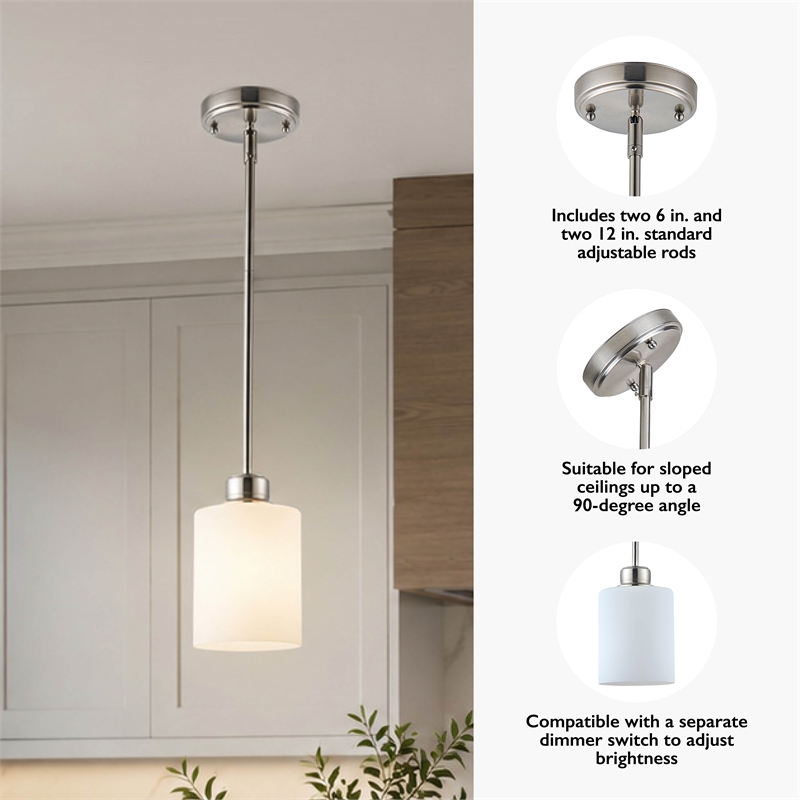 Design House Haddie 2-Pack Mini Pendants in Satin Nickel and Frosted Glass