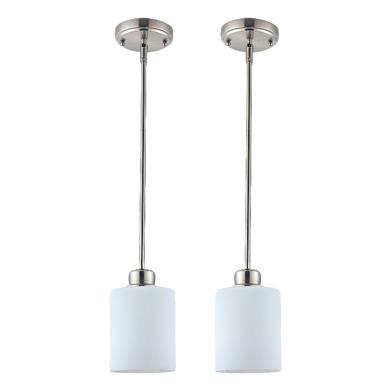 Design House Haddie 2-Pack Mini Pendants in Satin Nickel and Frosted Glass