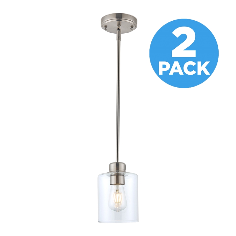 Design House Haddie 2-Pack Mini Pendants in Satin Nickel and Clear Glass