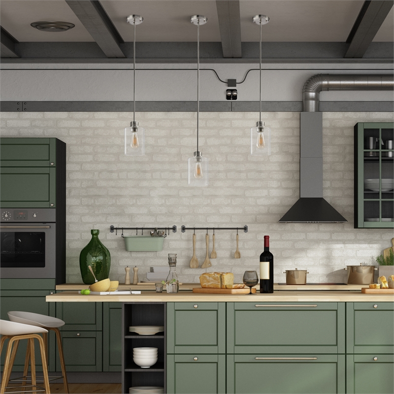 Design House Haddie 2-Pack Mini Pendants in Satin Nickel and Clear Glass