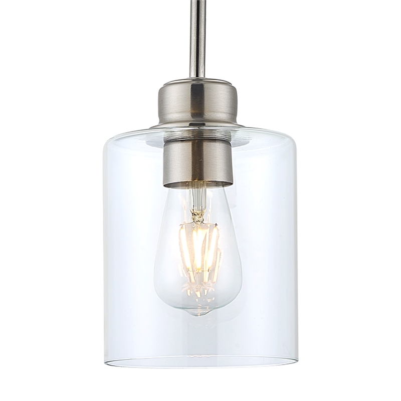 Design House Haddie 2-Pack Mini Pendants in Satin Nickel and Clear Glass