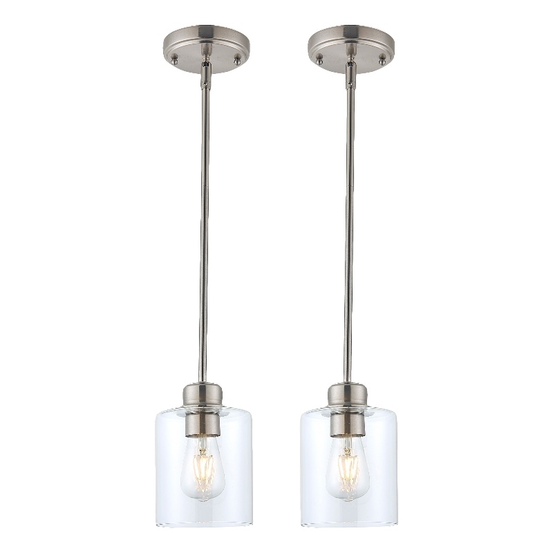 Design House Haddie 2-Pack Mini Pendants in Satin Nickel and Clear Glass
